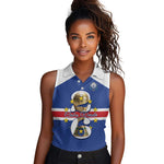 Personalized Afro Cape Verde Football Women Sleeveless Polo Shirt 2026 Tubaroes Azuis First-ever World Cup - African Pride