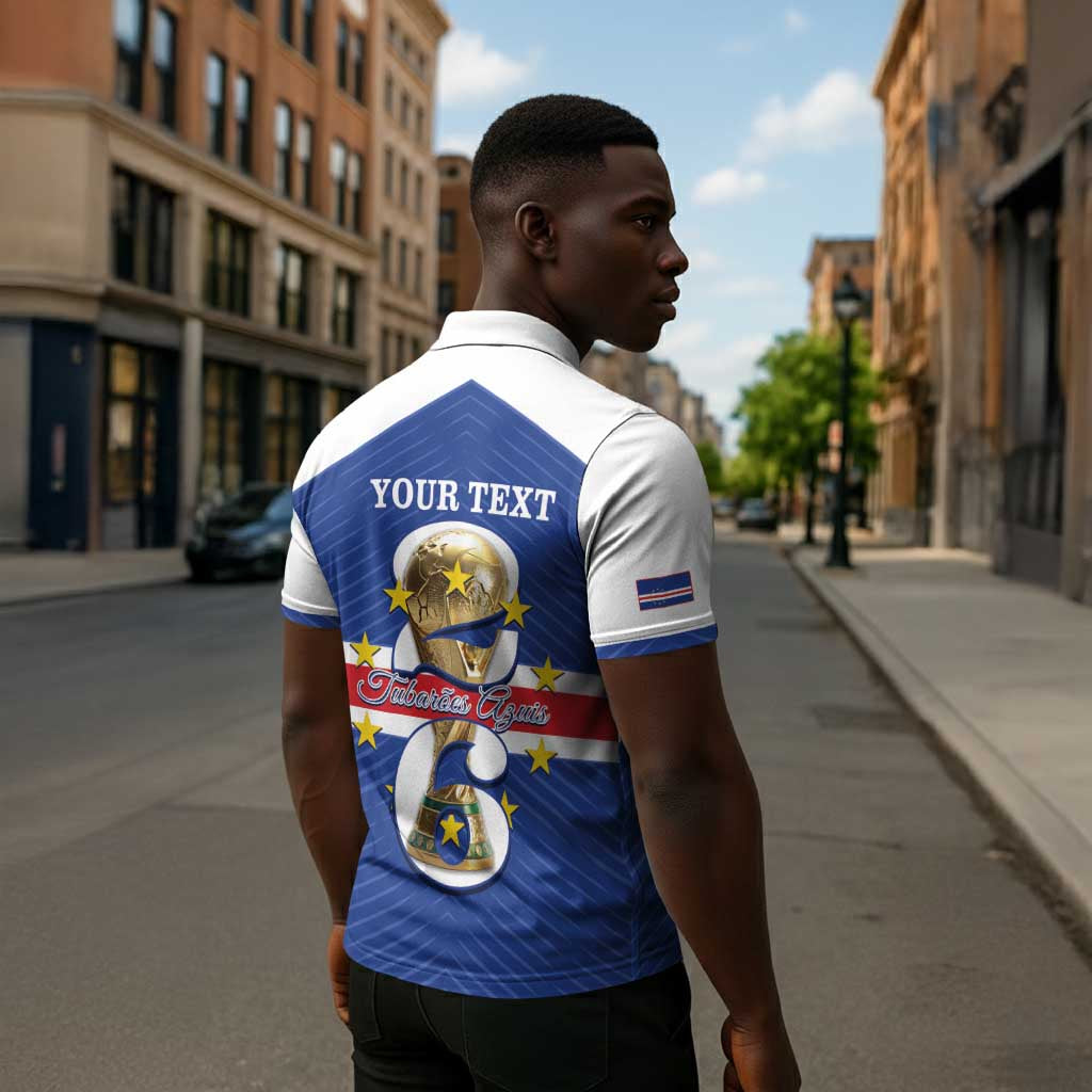 Personalized Cape Verde Football Zipper Polo Shirt 2026 Tubaroes Azuis First-ever World Cup