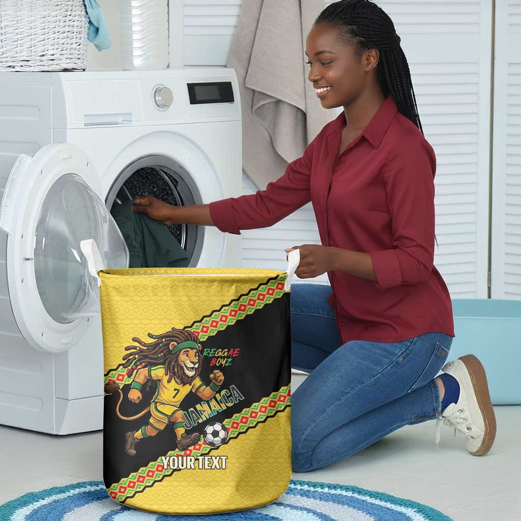 Jamaica 2026 Football Custom Laundry Basket Go Reggae Boyz Rasta Lion Sporty