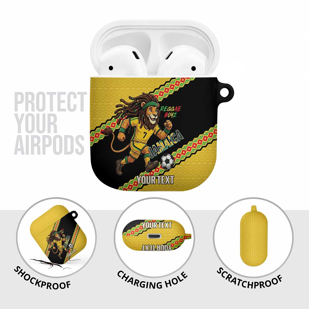 Jamaica 2026 Football Custom AirPods Case Go Reggae Boyz Rasta Lion Sporty