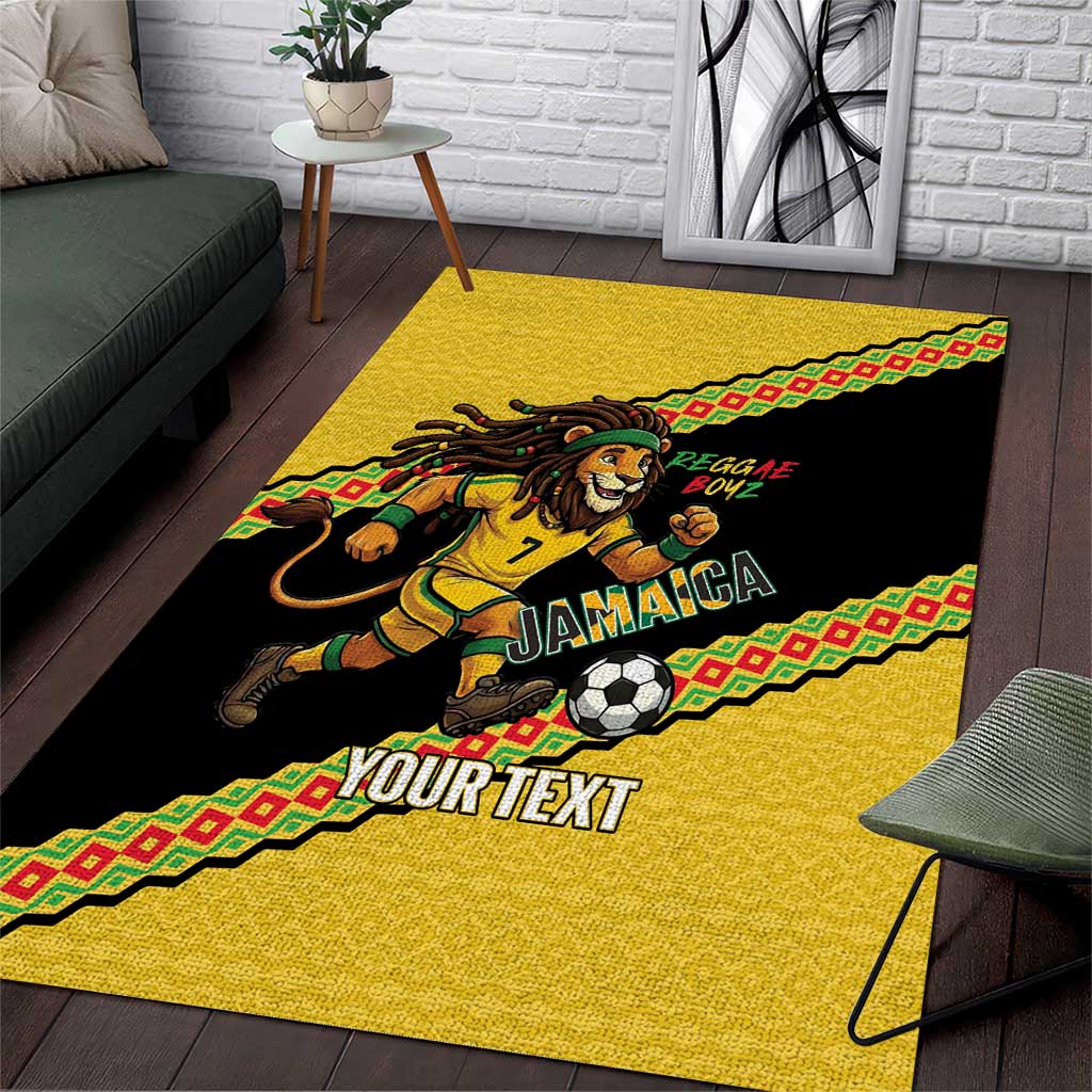 Jamaica 2026 Football Custom Area Rug Go Reggae Boyz Rasta Lion Sporty