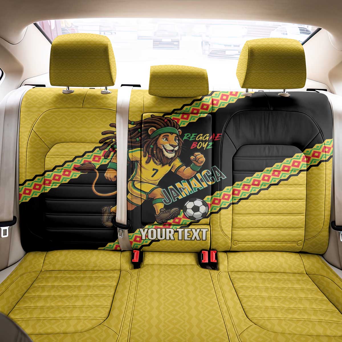 Jamaica 2026 Football Custom Back Car Seat Cover Go Reggae Boyz Rasta Lion Sporty