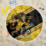 Jamaica 2026 Football Custom Beach Blanket Go Reggae Boyz Rasta Lion Sporty