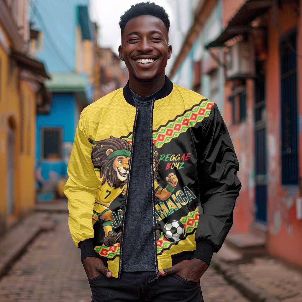 Jamaica 2026 Football Custom Bomber Jacket Go Reggae Boyz Rasta Lion Sporty