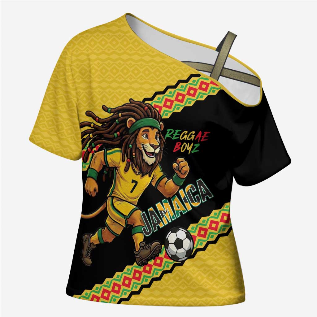 Jamaica 2026 Football Custom Cross Shoulder Shirt Go Reggae Boyz Rasta Lion Sporty