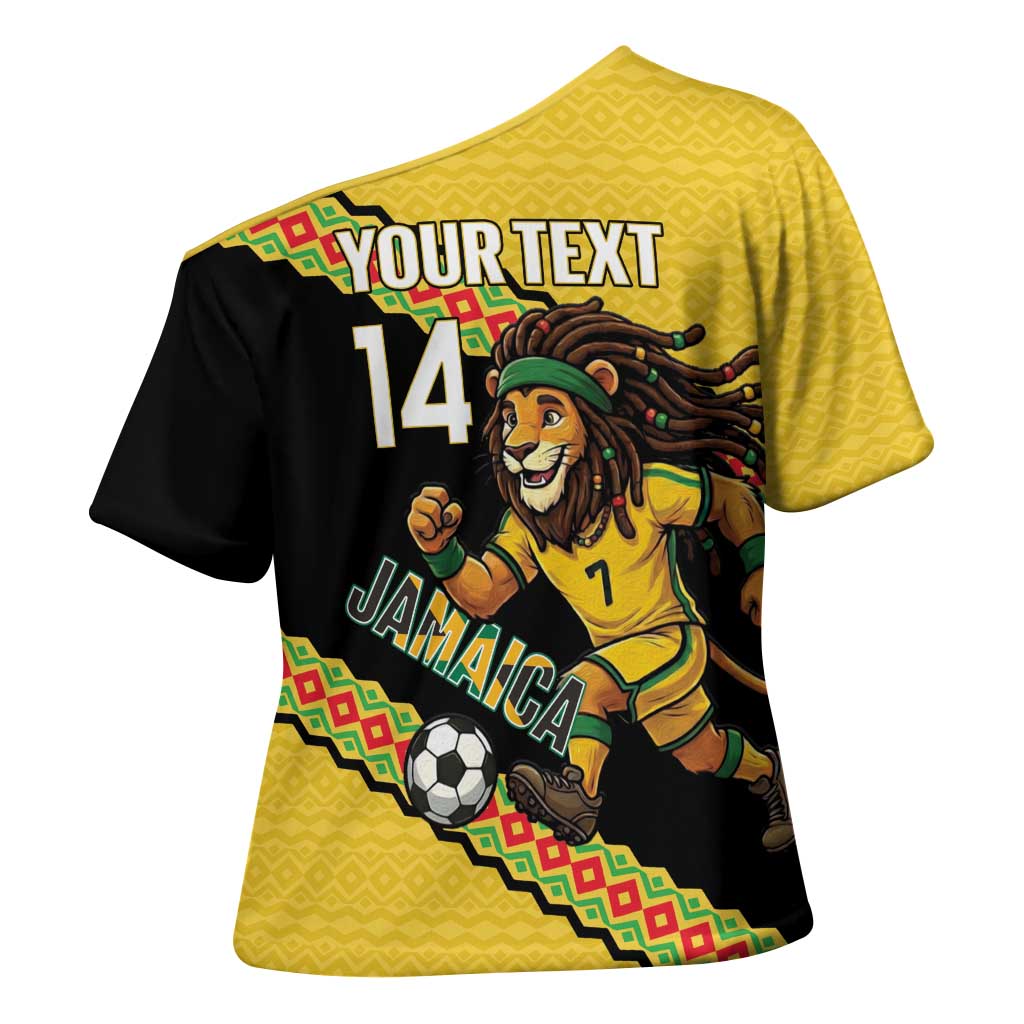 Jamaica 2026 Football Custom Cross Shoulder Shirt Go Reggae Boyz Rasta Lion Sporty