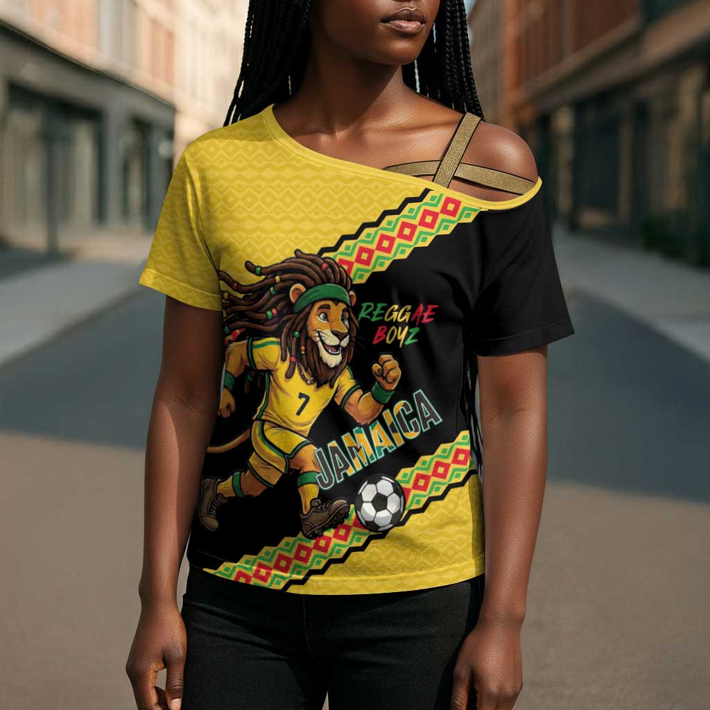 Jamaica 2026 Football Custom Cross Shoulder Shirt Go Reggae Boyz Rasta Lion Sporty