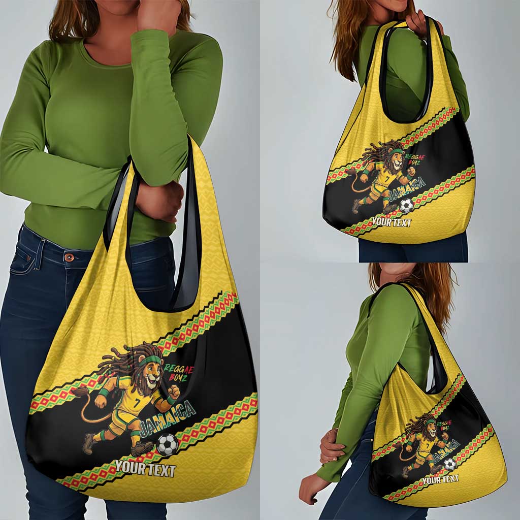 Jamaica 2026 Football Custom Grocery Bag Go Reggae Boyz Rasta Lion Sporty