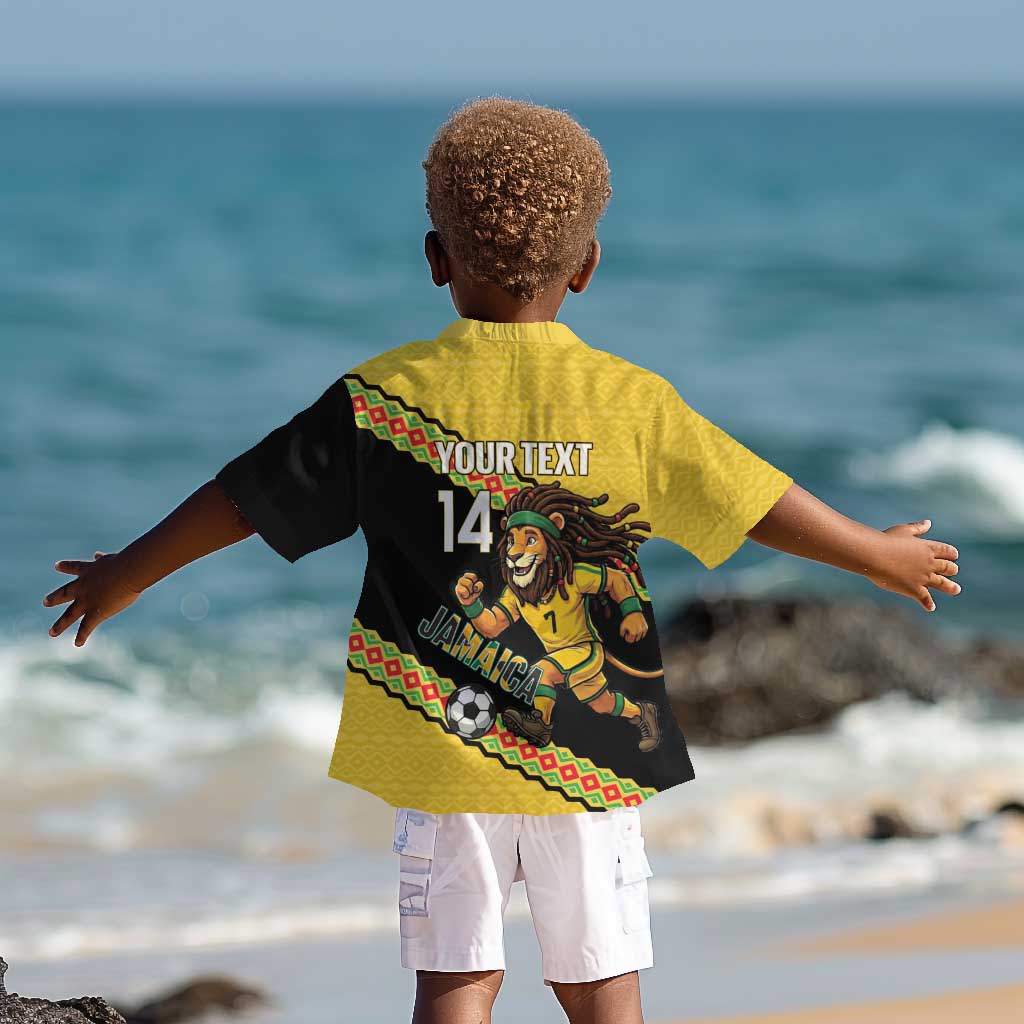 Jamaica 2026 Football Custom Kid Hawaiian Shirt Go Reggae Boyz Rasta Lion Sporty