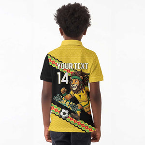Jamaica 2026 Football Custom Kid Polo Shirt Go Reggae Boyz Rasta Lion Sporty