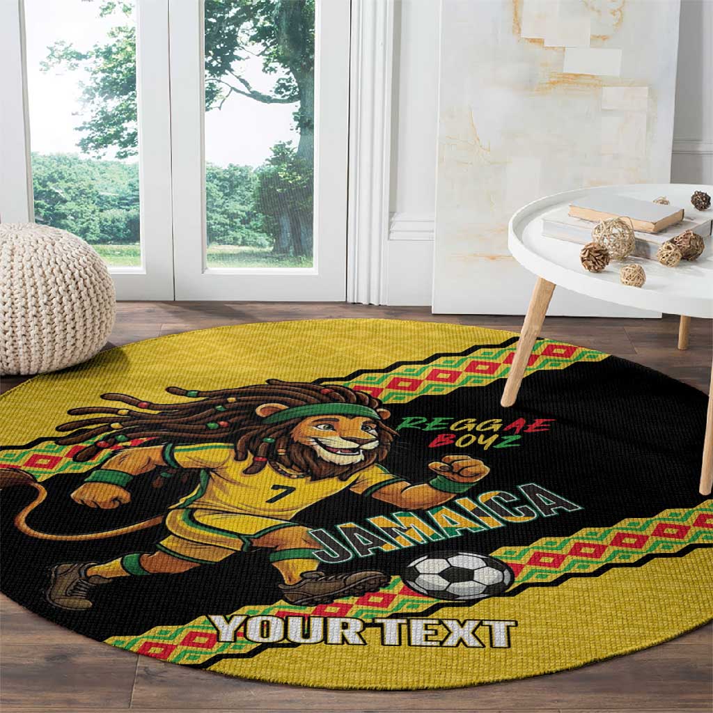 Jamaica 2026 Football Custom Round Carpet Go Reggae Boyz Rasta Lion Sporty