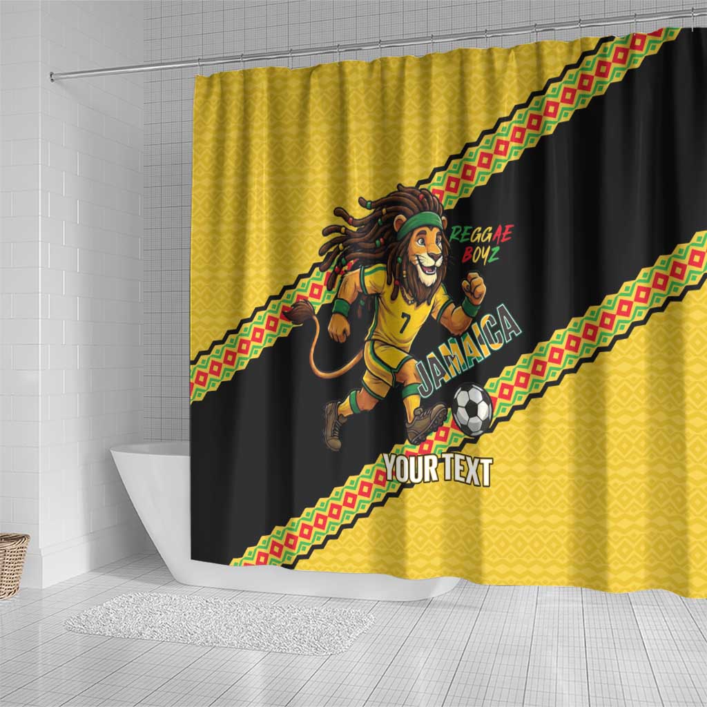 Jamaica 2026 Football Custom Shower Curtain Go Reggae Boyz Rasta Lion Sporty
