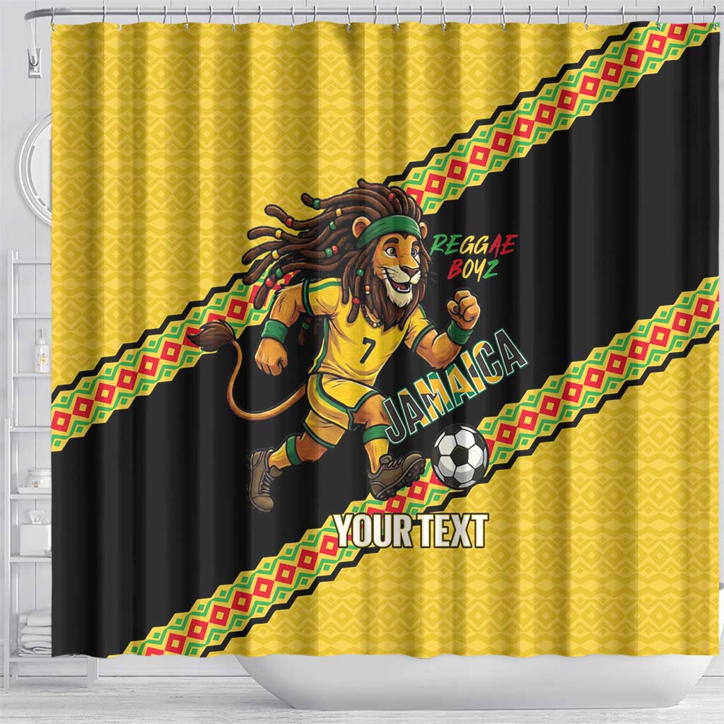 Jamaica 2026 Football Custom Shower Curtain Go Reggae Boyz Rasta Lion Sporty