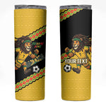 Jamaica 2026 Football Custom Skinny Tumbler Go Reggae Boyz Rasta Lion Sporty