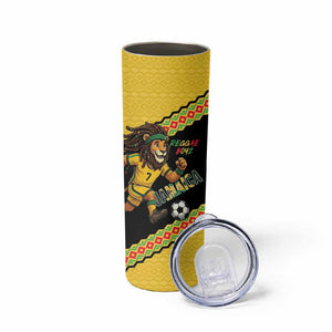 Jamaica 2026 Football Custom Skinny Tumbler Go Reggae Boyz Rasta Lion Sporty