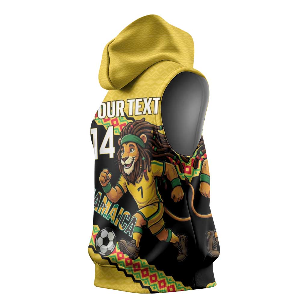 Jamaica 2026 Football Custom Sleeveless Hoodie Go Reggae Boyz Rasta Lion Sporty