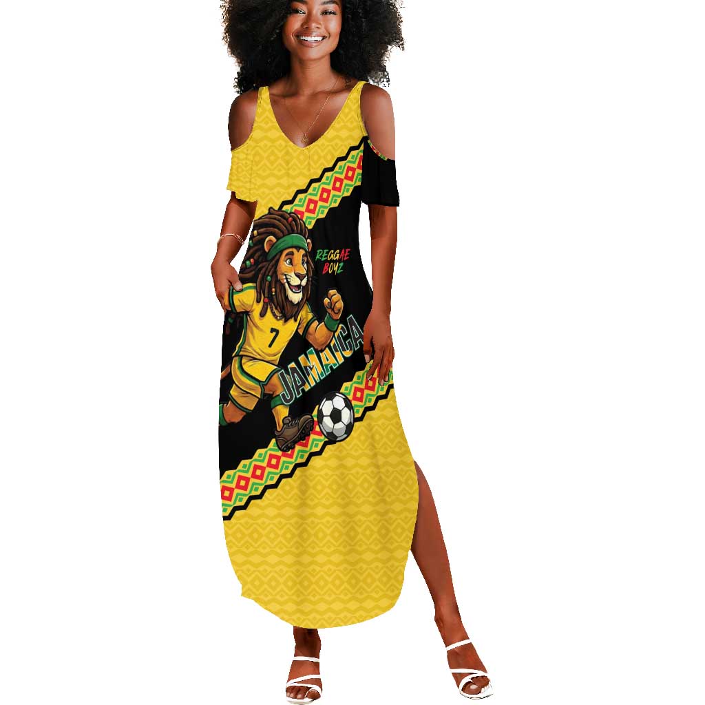 Jamaica 2026 Football Custom Summer Maxi Dress Go Reggae Boyz Rasta Lion Sporty