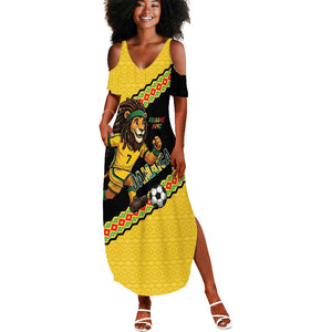 Jamaica 2026 Football Custom Summer Maxi Dress Go Reggae Boyz Rasta Lion Sporty