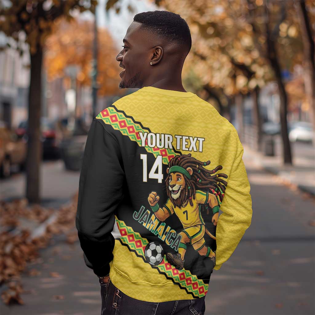Jamaica 2026 Football Custom Sweatshirt Go Reggae Boyz Rasta Lion Sporty