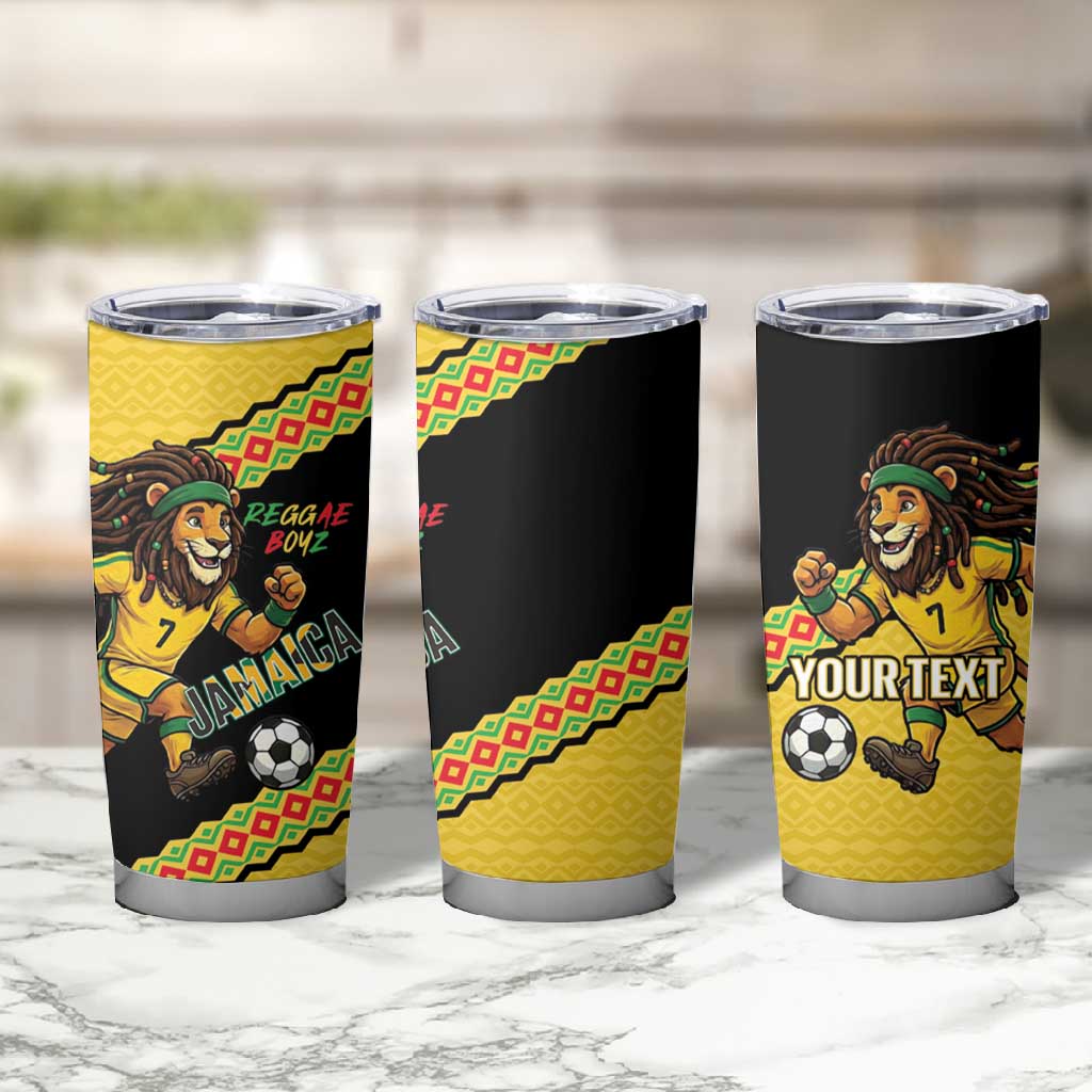 Jamaica 2026 Football Custom Tumbler Cup Go Reggae Boyz Rasta Lion Sporty