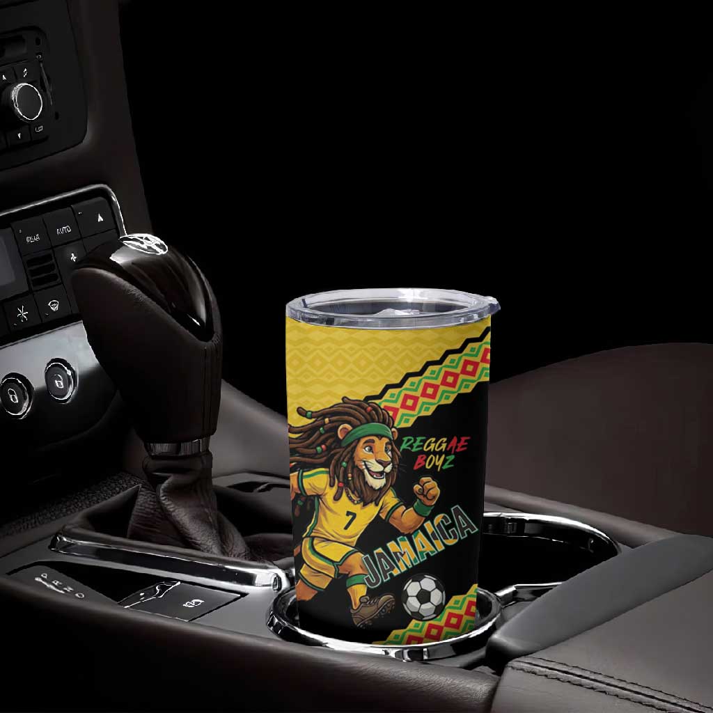Jamaica 2026 Football Custom Tumbler Cup Go Reggae Boyz Rasta Lion Sporty