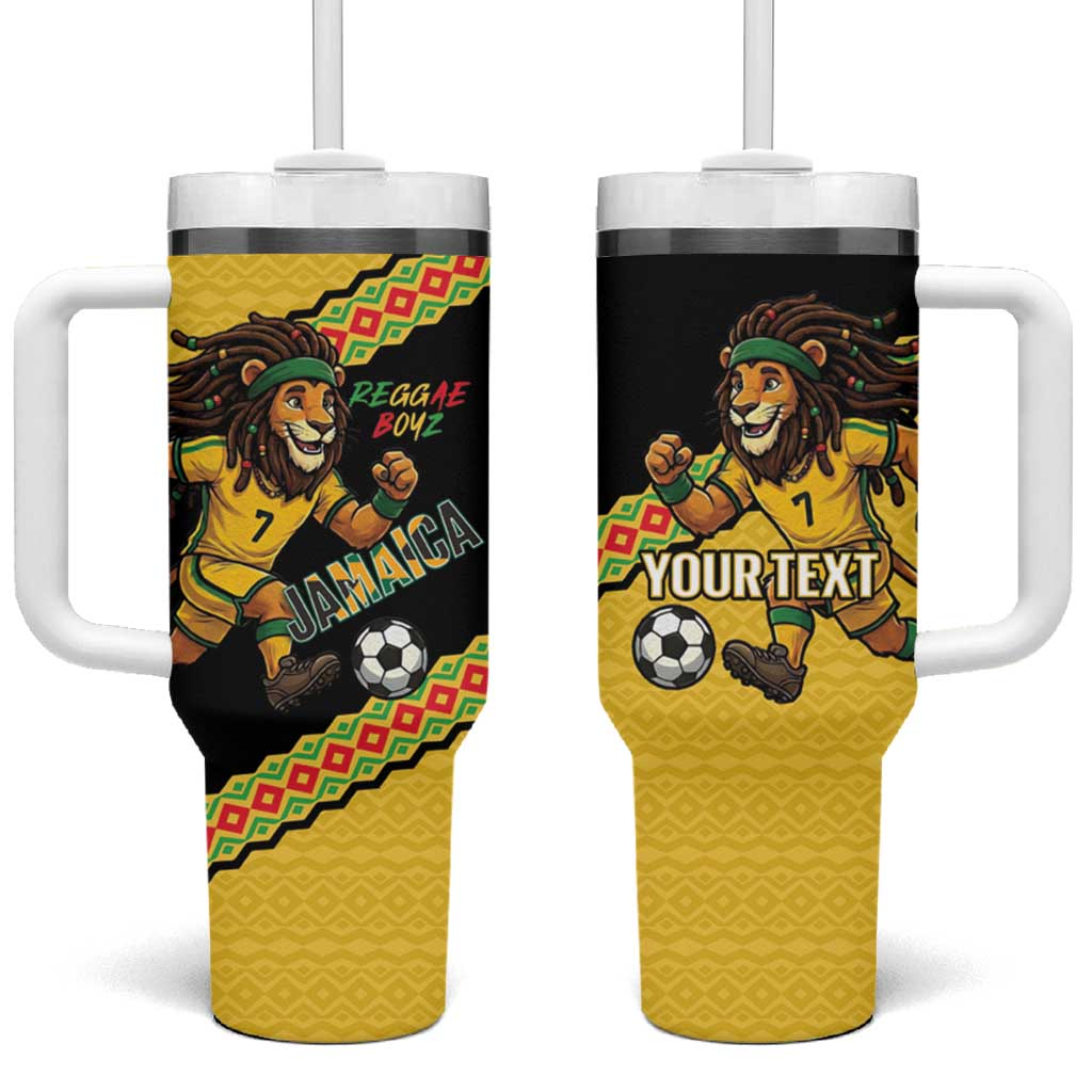 Jamaica 2026 Football Custom Tumbler With Handle Go Reggae Boyz Rasta Lion Sporty