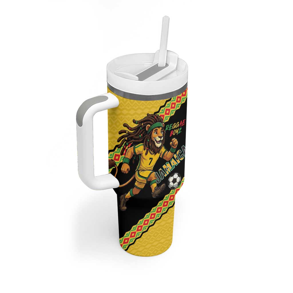Jamaica 2026 Football Custom Tumbler With Handle Go Reggae Boyz Rasta Lion Sporty