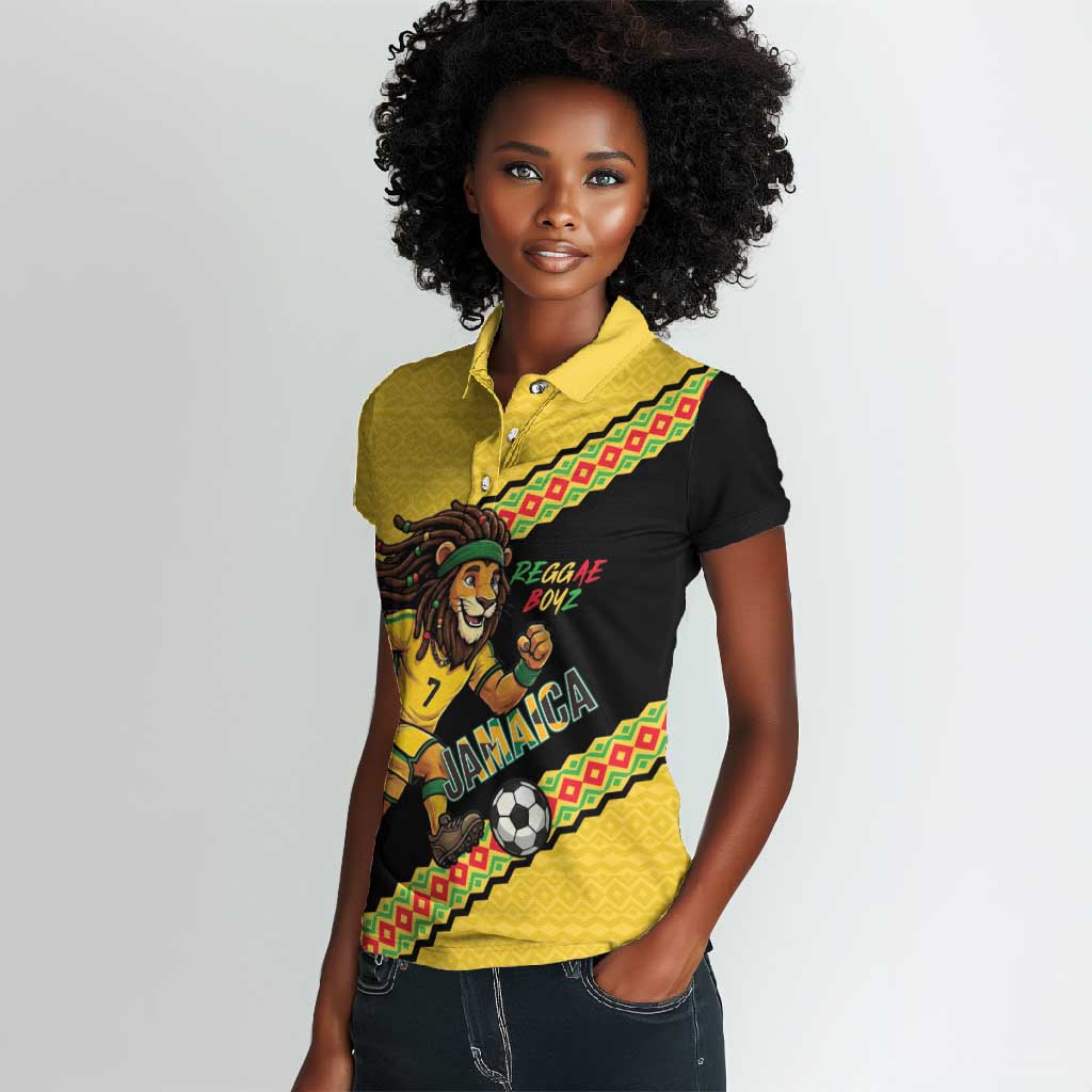 Jamaica 2026 Football Custom Women Polo Shirt Go Reggae Boyz Rasta Lion Sporty
