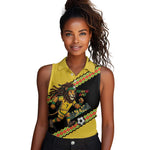 Jamaica 2026 Football Custom Women Sleeveless Polo Shirt Go Reggae Boyz Rasta Lion Sporty