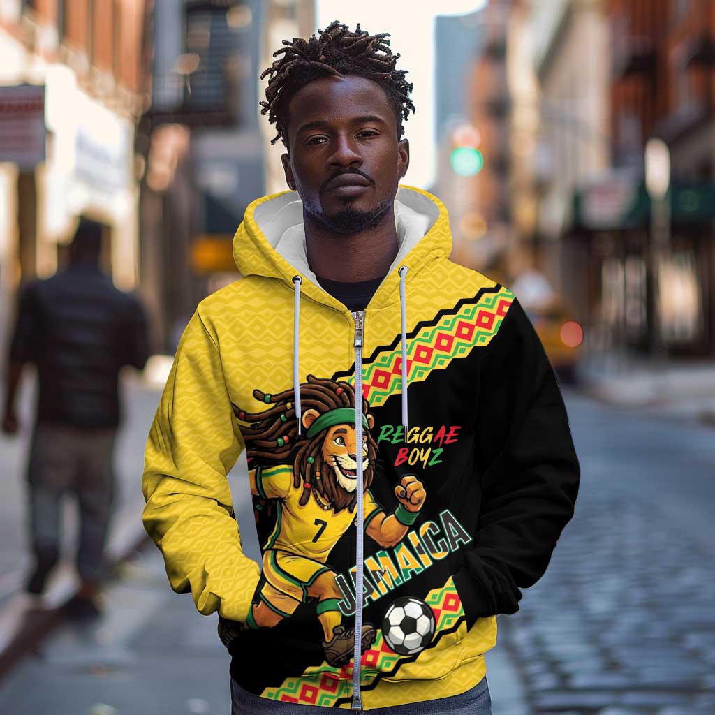 Jamaica 2026 Football Custom Zip Hoodie Go Reggae Boyz Rasta Lion Sporty