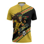Jamaica 2026 Football Custom Zipper Polo Shirt Go Reggae Boyz Rasta Lion Sporty