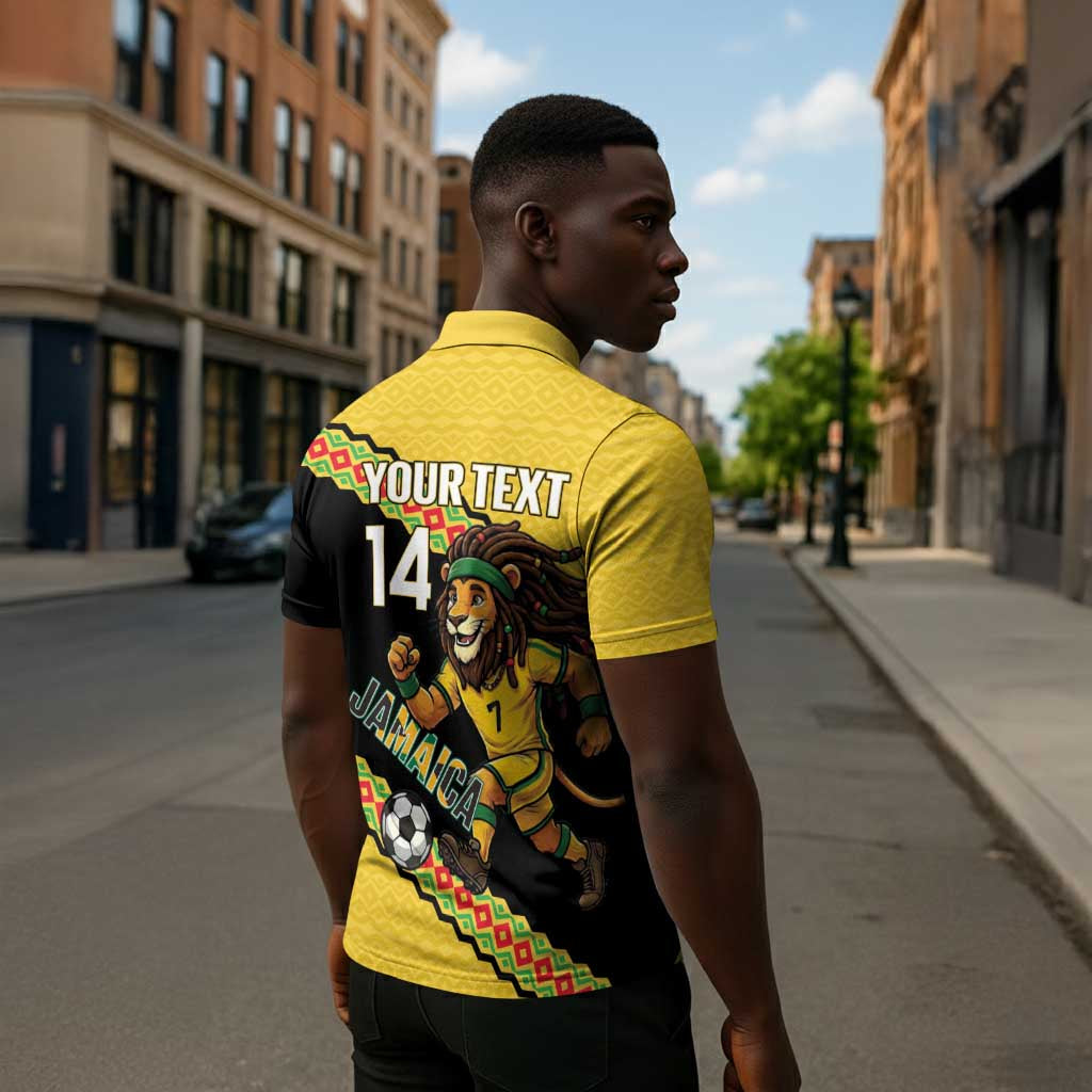 Jamaica 2026 Football Custom Zipper Polo Shirt Go Reggae Boyz Rasta Lion Sporty