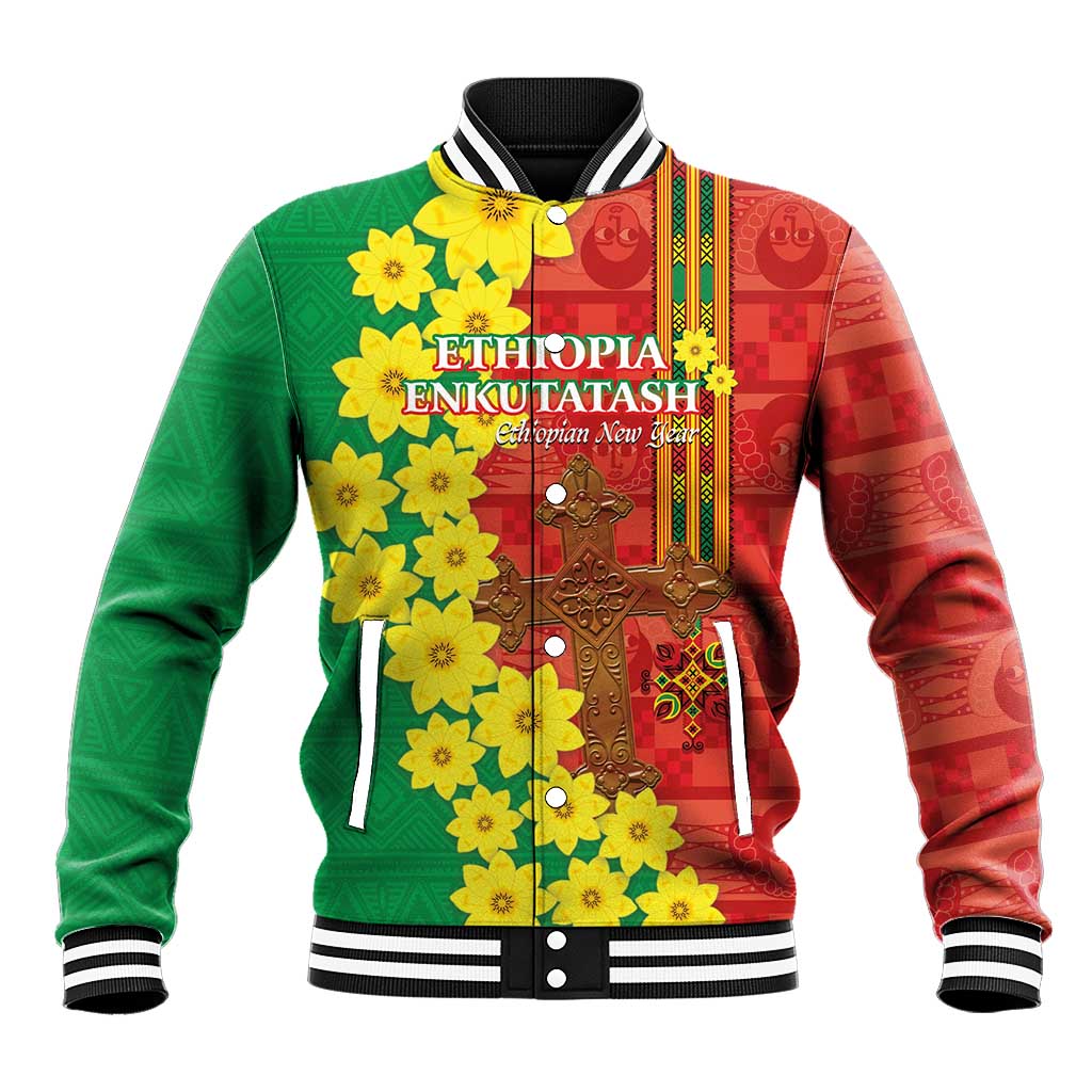 Enkutatash Ethiopia Baseball Jacket Melkam Addis Amet Adey Abeba Flower LT14