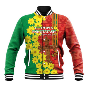 Enkutatash Ethiopia Baseball Jacket Melkam Addis Amet Adey Abeba Flower LT14