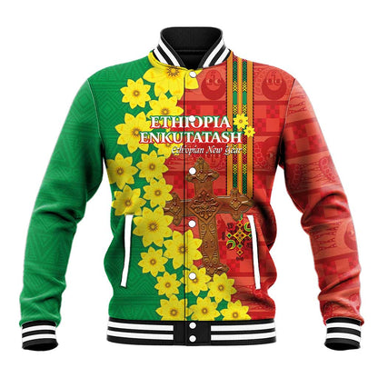Enkutatash Ethiopia Baseball Jacket Melkam Addis Amet Adey Abeba Flower LT14