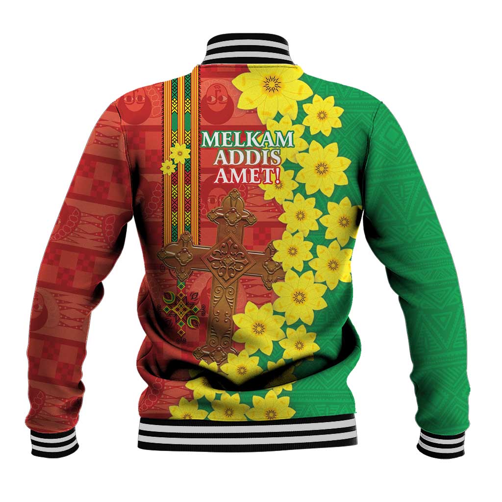 Enkutatash Ethiopia Baseball Jacket Melkam Addis Amet Adey Abeba Flower LT14