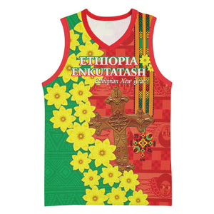 Enkutatash Ethiopia Basketball Jersey Melkam Addis Amet Adey Abeba Flower - African Pride