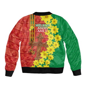 Enkutatash Ethiopia Bomber Jacket Melkam Addis Amet Adey Abeba Flower