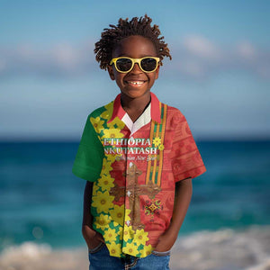 Enkutatash Ethiopia Kid Hawaiian Shirt Melkam Addis Amet Adey Abeba Flower