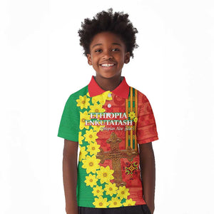 Enkutatash Ethiopia Kid Polo Shirt Melkam Addis Amet Adey Abeba Flower