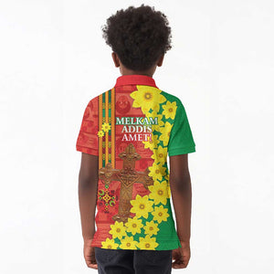 Enkutatash Ethiopia Kid Polo Shirt Melkam Addis Amet Adey Abeba Flower