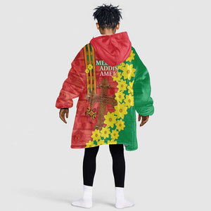 Enkutatash Ethiopia KId Wearable Blanket Hoodie Melkam Addis Amet Adey Abeba Flower