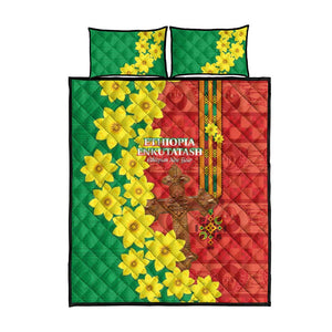 Enkutatash Ethiopia Quilt Bed Set Melkam Addis Amet Adey Abeba Flower