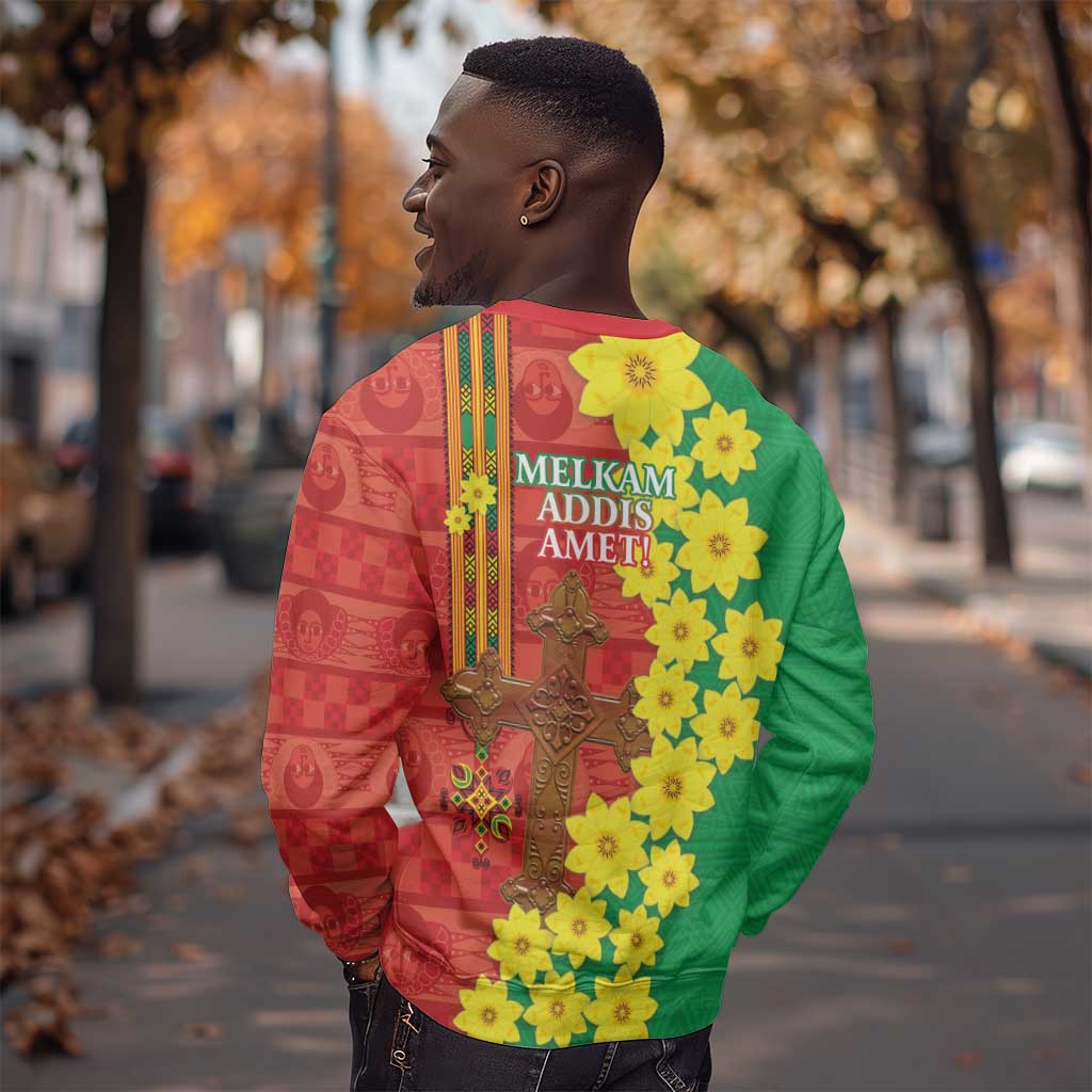 Enkutatash Ethiopia Sweatshirt Melkam Addis Amet Adey Abeba Flower