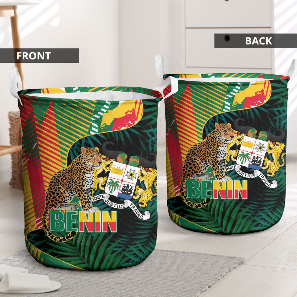 Benin Independence Day Laundry Basket Coat Of Arms Leopard Oil Palm Leaves