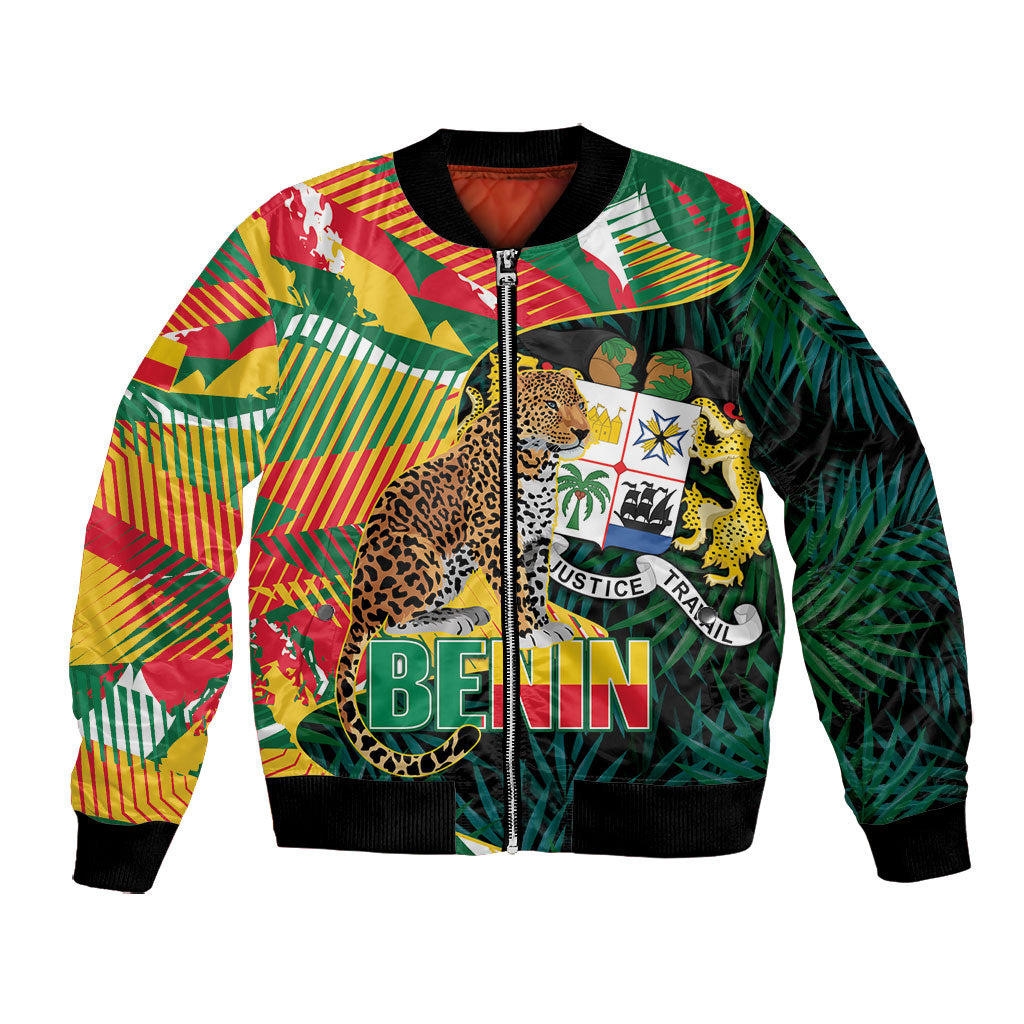 Personalized Benin Independence Day Bomber Jacket Coat Of Arms Leopard Oil Palm Leaves