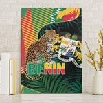 Benin Independence Day Canvas Wall Art Coat Of Arms Leopard Oil Palm Leaves