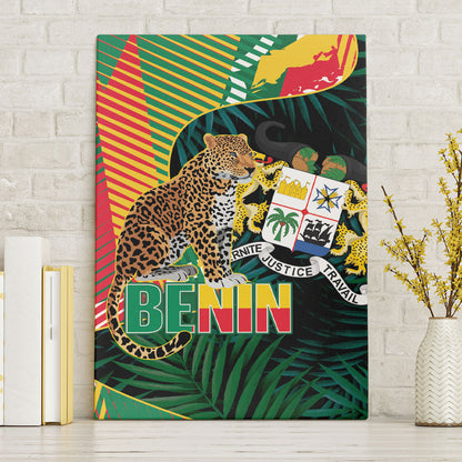 Benin Independence Day Canvas Wall Art Coat Of Arms Leopard Oil Palm Leaves