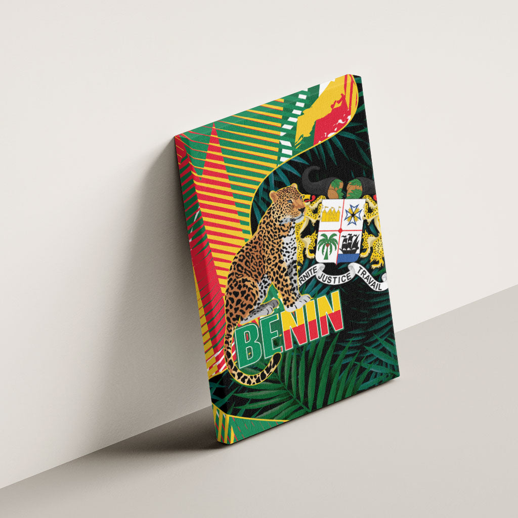 Benin Independence Day Canvas Wall Art Coat Of Arms Leopard Oil Palm Leaves
