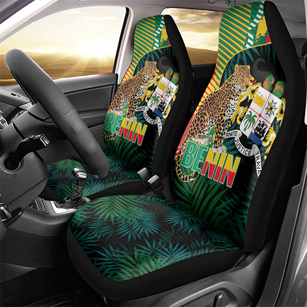 Benin Independence Day Car Seat Cover Coat Of Arms Leopard Oil Palm Leaves